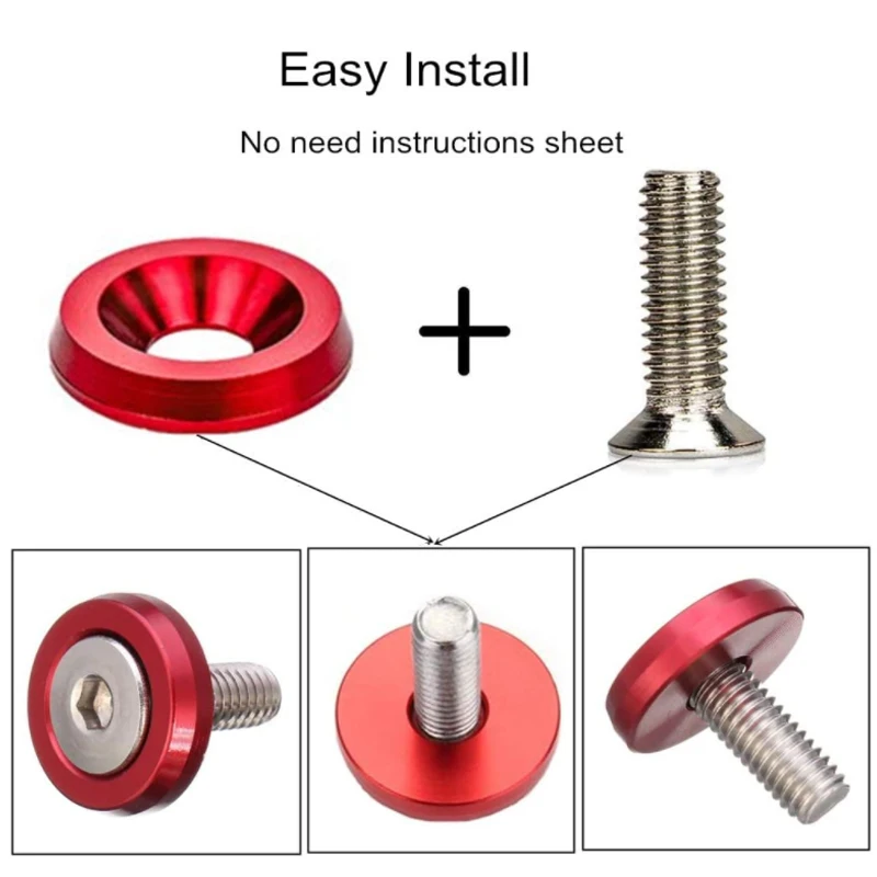 Car Fasteners M2-M6 Modified Hex Fender Washer Bumper Engine Concave Screws License Plate Bolts