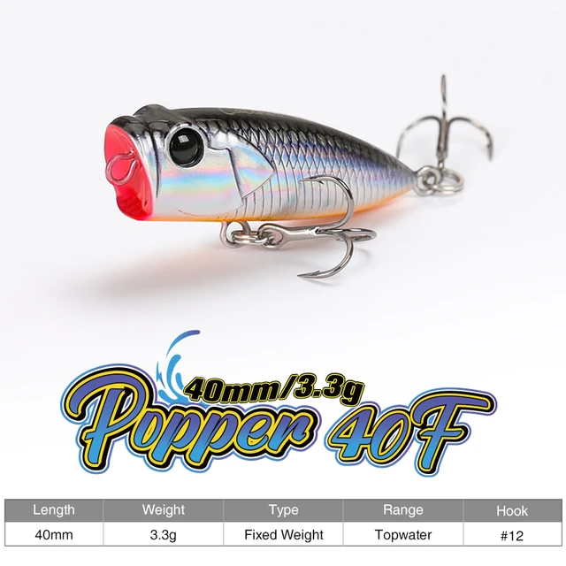 TSURINOYA CATCHER 40F Surface Popper Fishing Lure 40mm 3.3g Bass