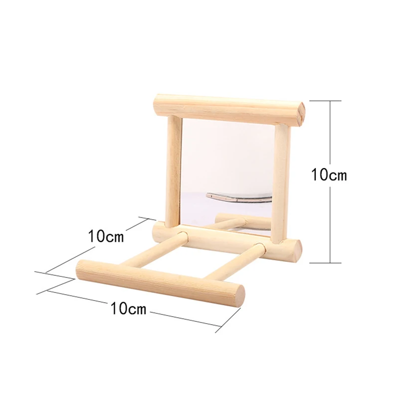 Bird Mirror Wooden Interactive Play Toy With Perch for Small Parrot Budgies Parakeet Cockatiel Conure Lovebird Cage Accessories
