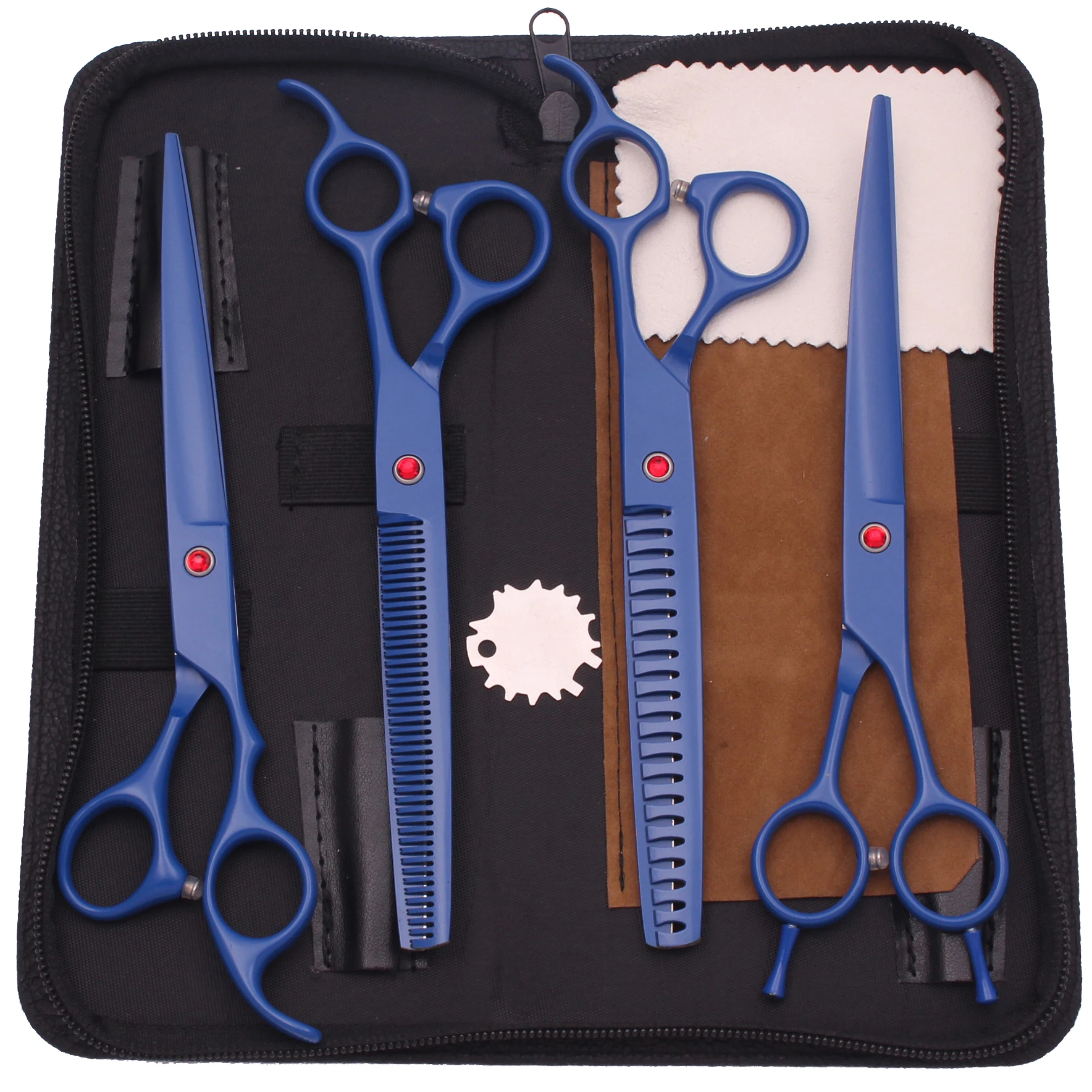 Tijeras profesionales de aseo para mascotas, juego de pinzas hemostáticas para cortar el pelo, peines para adelgazamiento de huesos de pescado, para salón de s y gatos, 7,5 pulgadas, C3088 - Imagen 3