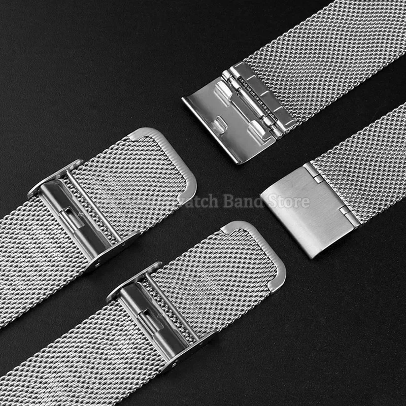 Elegant Stainless Steel Milanese Mesh Strap in Black & Silver