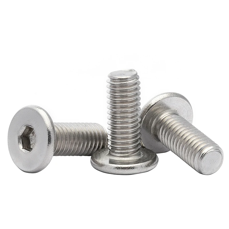 Hex Socket Screw 5/ 10/ 20/ 50pcs CM M1.6 M2 M2.5 M3 M4 M5 M6 M8 304 Stainless Steel Hex Socket Ultra Thin Super Low Flat Wafer Head Screw Bolt