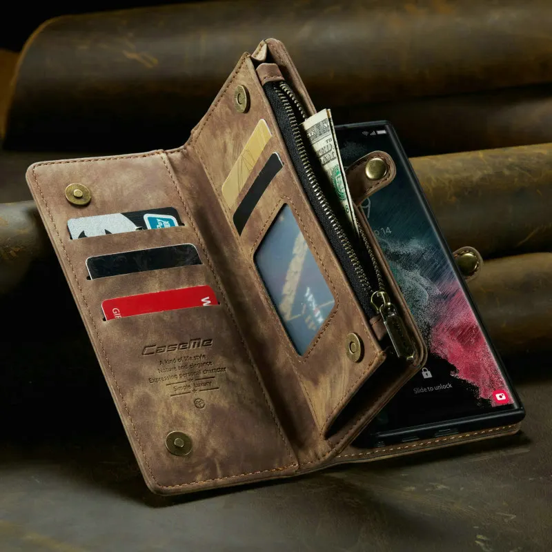 CaseMe S22 Ultra Case For Samsung S23 Galaxy S21 S10 9 Plus A33 A53 Leather Zipper Phone Wallet For Samsung S23 Ultra Phone Case