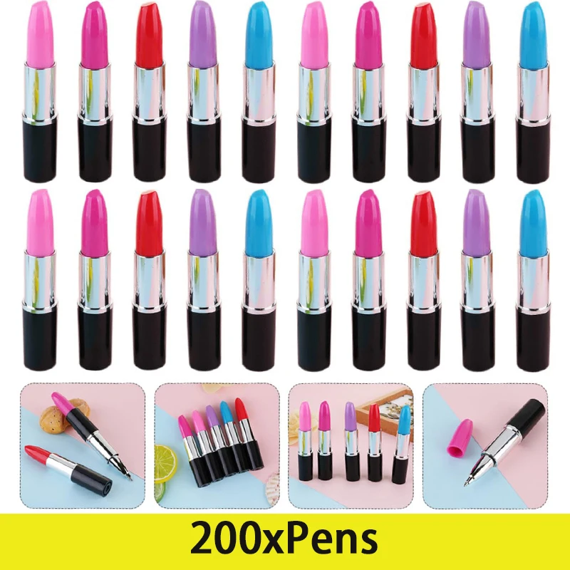 200pcs-black-gel-pen-ink-lipstick-pen-office-tabletop-decor-cute-ball-pen-ball-point-pens-lipstick-ballpoint-pen