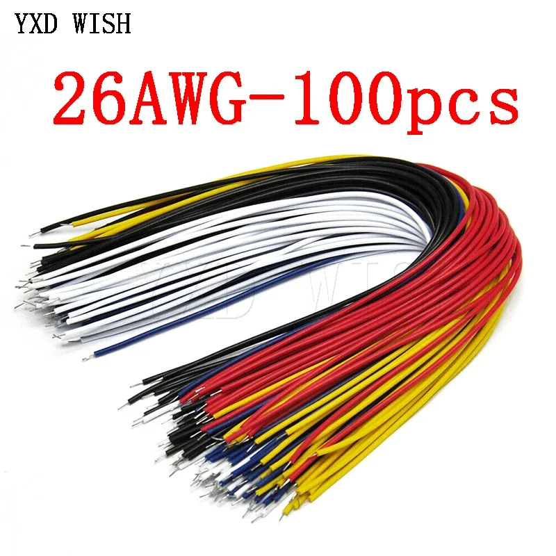 100 sztuk 26AWG 20cm Tin-Plated Breadboard kabel lutowniczy PCB Fly kabel mostkujący cyny dyrygent przewody 1007-26AWG przewód przyłączeniowy Diy Kit