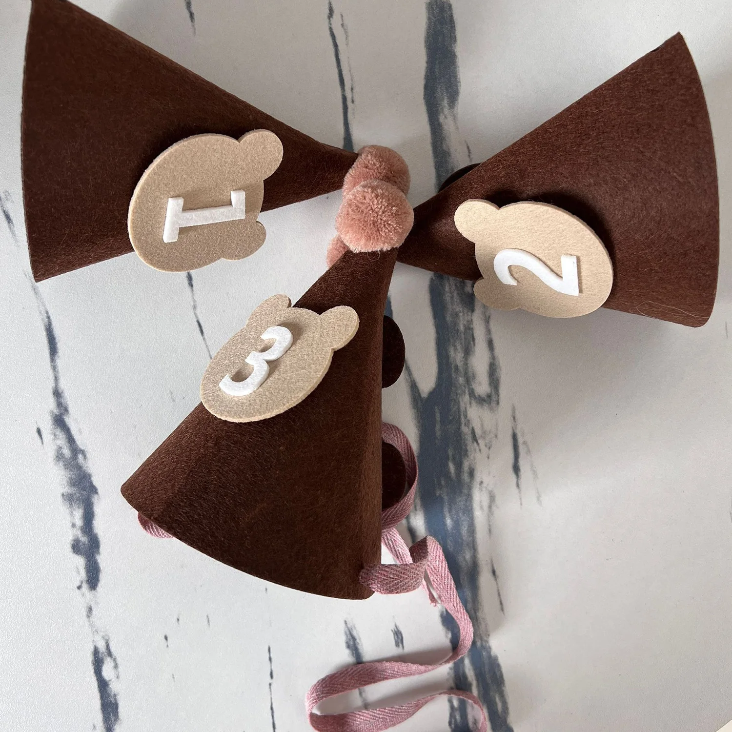 1Pcs Felt 1st Birthday Hat for Little Baby Newborn Baby Boy Girl 1 2 3 Year Headband Baby Shower Birthday Party Decorations