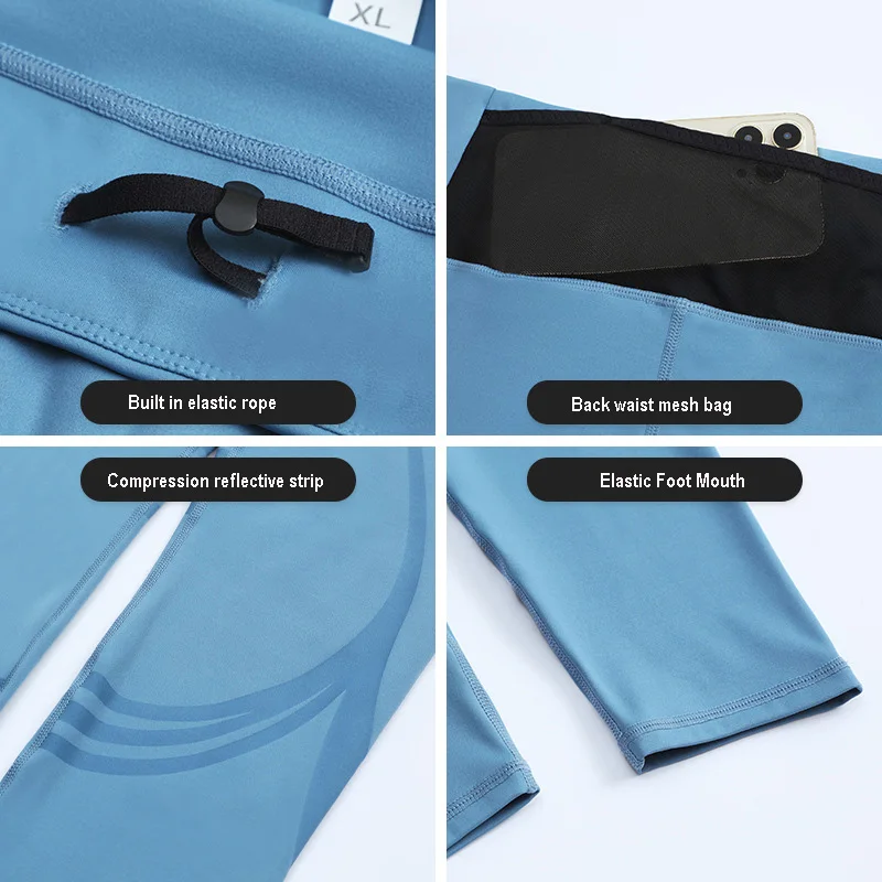 Summer Spring Autumn Men Running Tights GYM Pocket Pants Male Basketball Football Soccer Fitness Exercise Sport Long Leggings C5