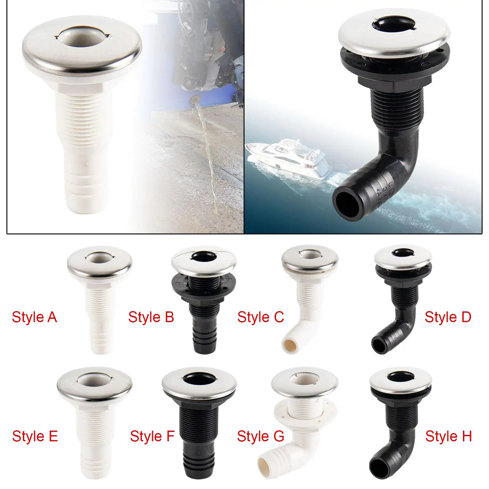Boat Thru-Hull Fitting - 1 1/4 Inch Marine Drain Vent For Bilge Pumps & Livewells