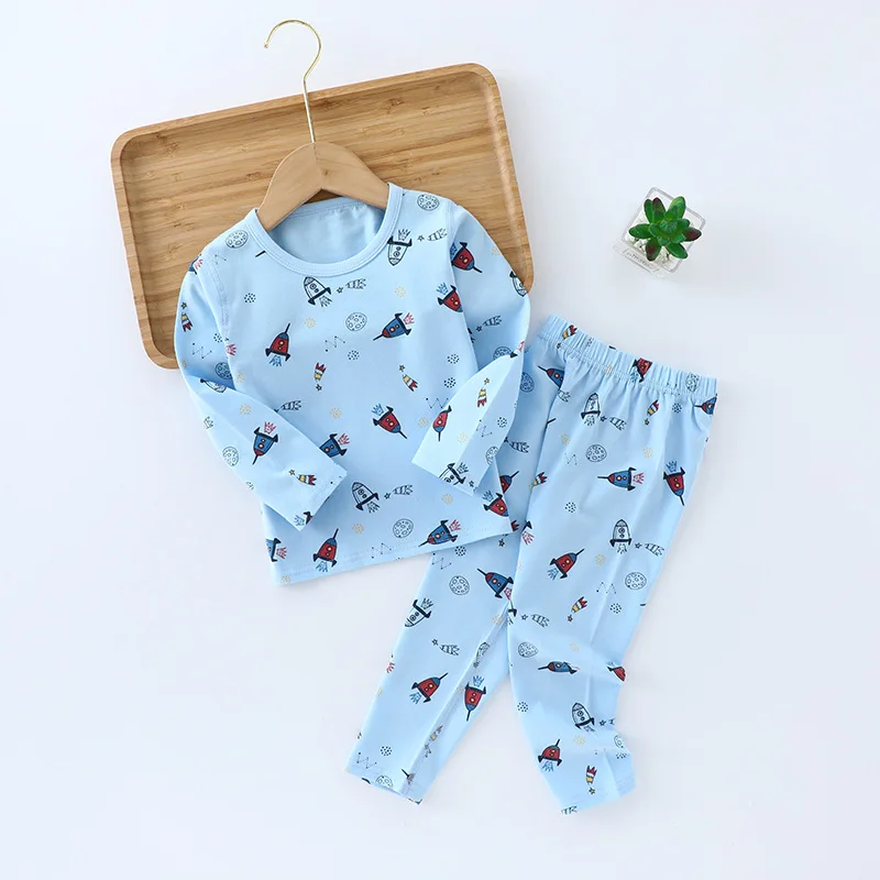 Kinderen Pyjama Sets Baby Jongens Lange Mouw Nachtkleding Pak Kinderen Katoenen Ondergoed Sets Meisjes Tops + Broek 2 Stuks Pyjama set Kleding