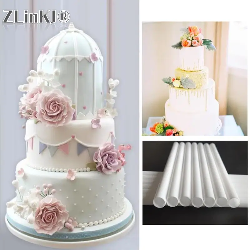10Pcs Cake Dowels White Plastic Cake Support Rods Round Dowels Straws Reusable
