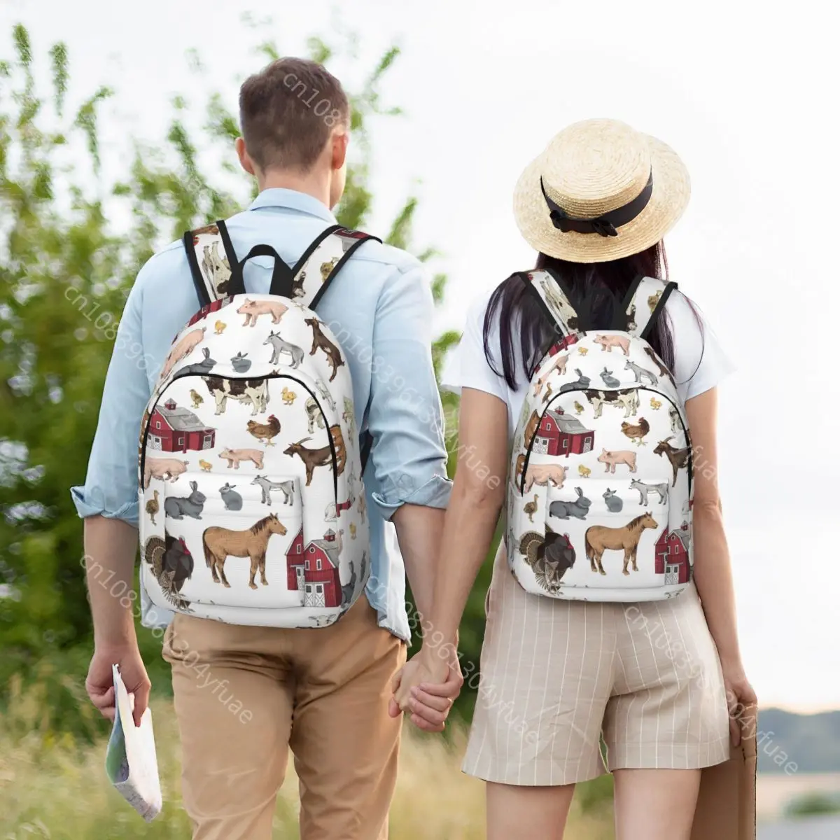 Farm Animals Backpack Farmhouse Village Pet Goose Pig Fun Backpacks Unisex College Breathable High School Bags Design Rucksack