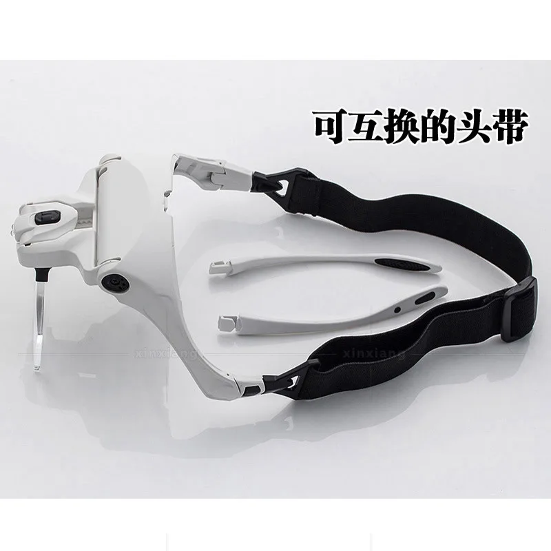 Description Picture 6 of itemDouble LED Lamp Glasses Type Head Wearing Magnifying Glass 5 Groups of Optical Lenses Reading Eyebrow Eyelash Grafting