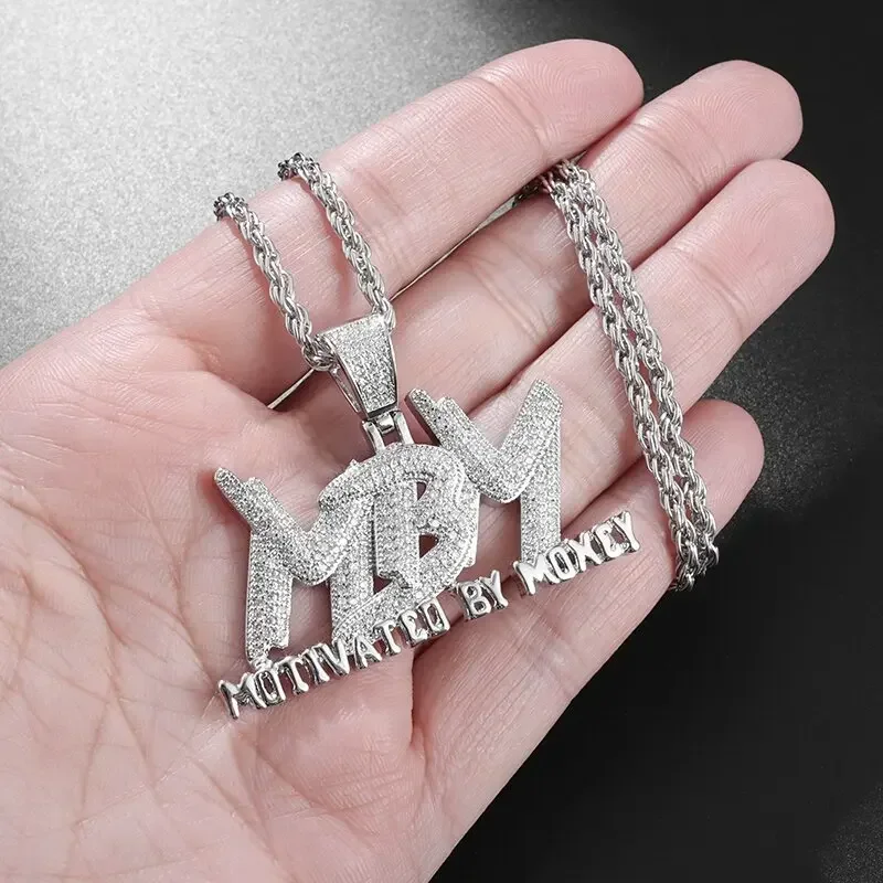 Hip Hop Men's and Women's Necklace Cubic Zircon Mbm Alphabet