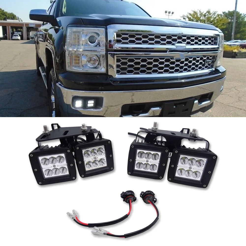 

Wsen 4Pcs 3 Inch LED Pod lights with Hidden Bumper Fog Light Mounting Brackets Kit Fit 2014 2015 Chevy Silverado 1500