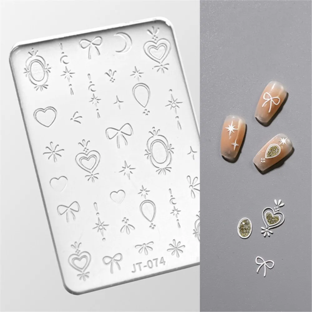 3D 나비 리본 실리콘 조각 몰드 별 하트 리본 몰드 네일 아트 액세서리 DIY 리본 장식 템플릿 스텐실 매니큐어 도구