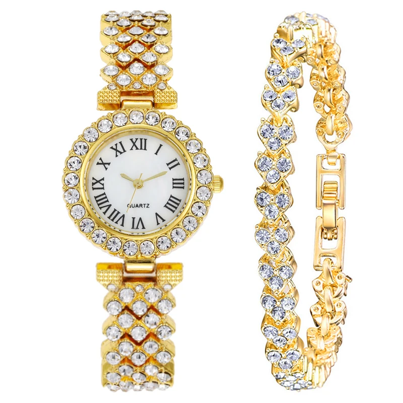 Women Steel Bracelet Watch Quartz Luxury Fashion Set With Diamonds women watches
