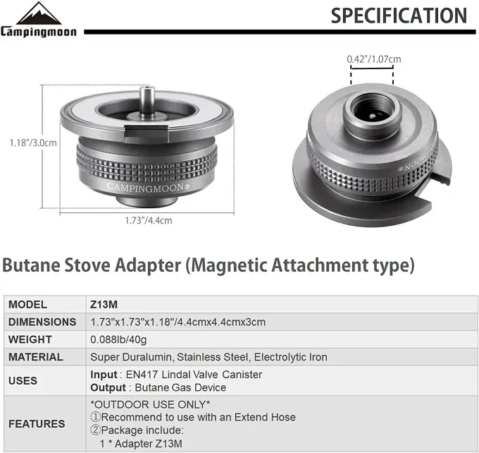 CAMPINGMOON Gas-Konverter Magnet Z13M Split-Typ Ofen-Konverter Anschlussadapter Camping Kochen Picknick Ausrüstung – Detail 2