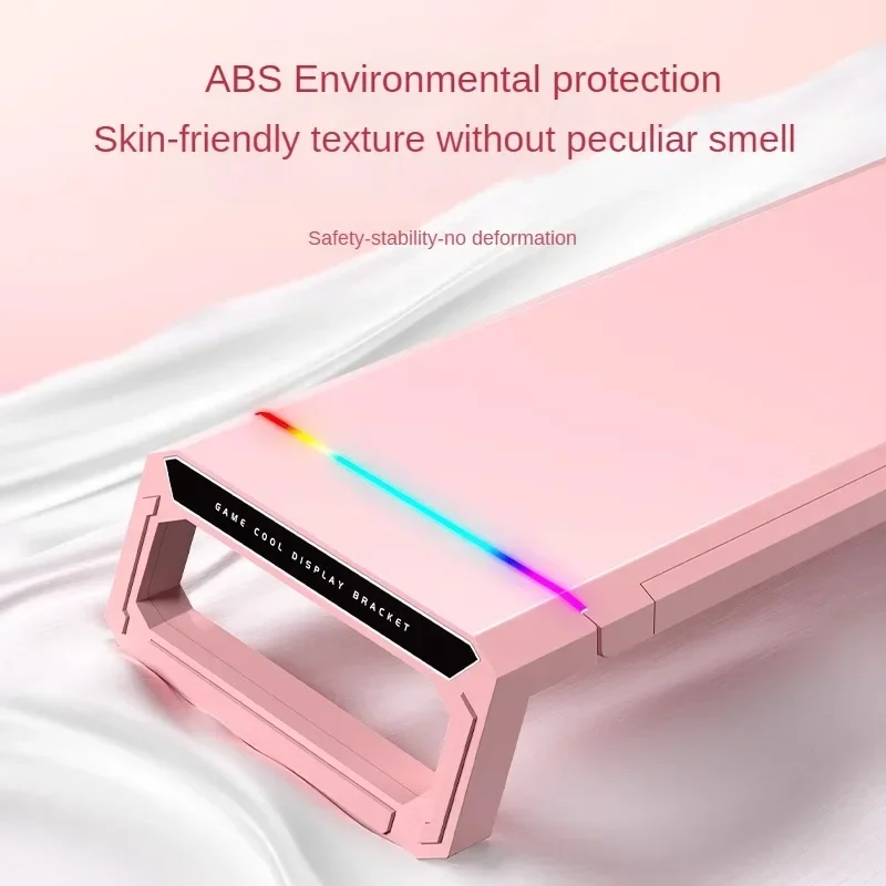 Hot Computer Monitor Stand with USB Pink Laptop Table with Drawer Multifunctional Tablet Stand for Girls Height Adjustable