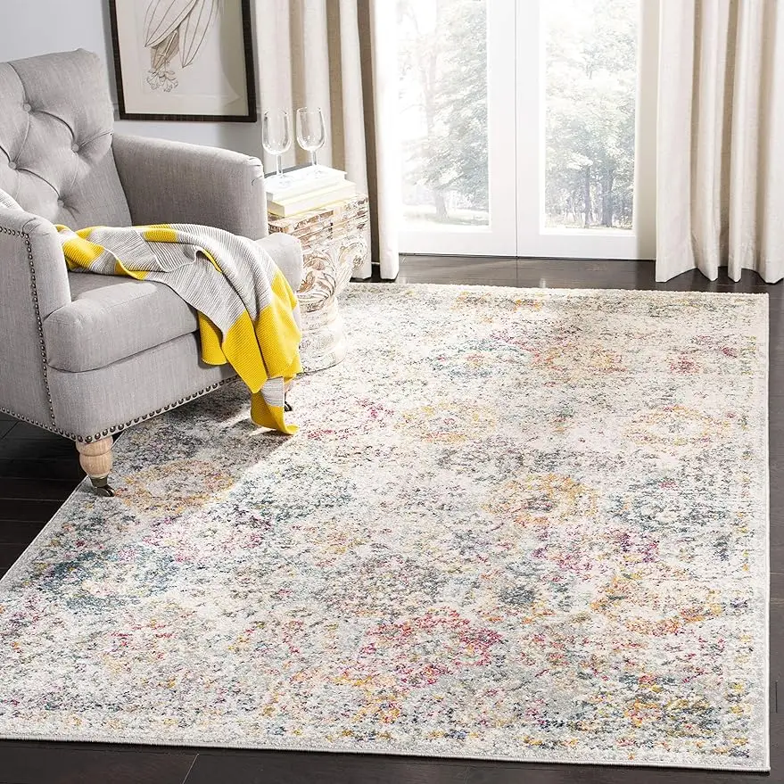 

Коврик X-Large Area-12 'x 18', серый и золотой, бохо шикарный цвет, не линяет и легко ухаживает