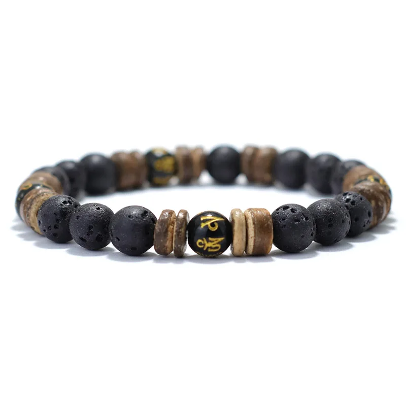Natural Wooden Tiger Eyes Stone Bracelet for Men