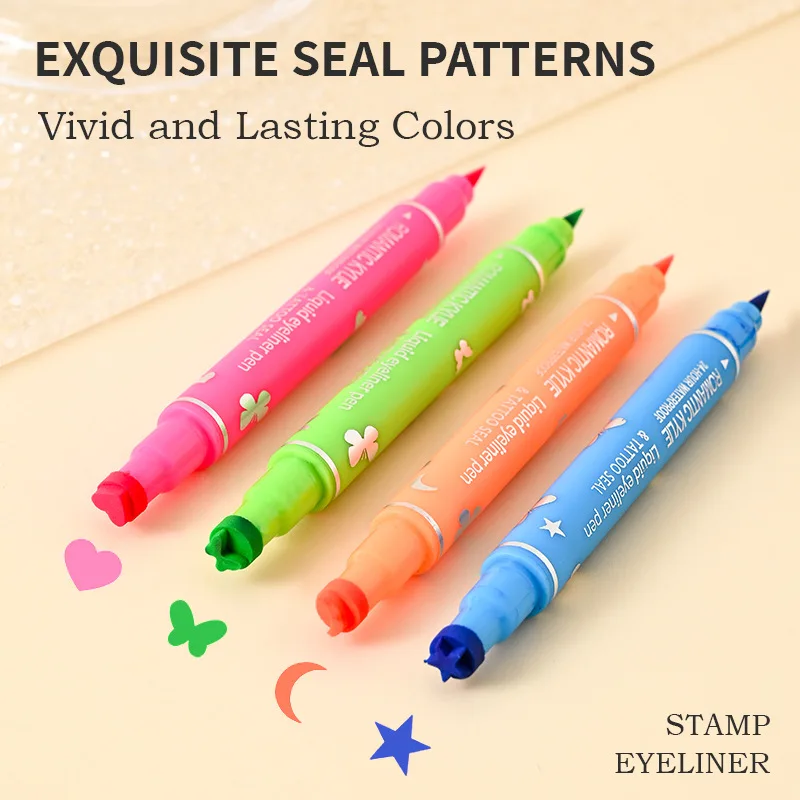 Liquid Eyeliner Colorful Double-Head Stamp Eyeliner Set Waterproof Eyeliner Pen Long-Lasting Fast Dry Eye Liner Pencil Eye Makeup Cosmetics