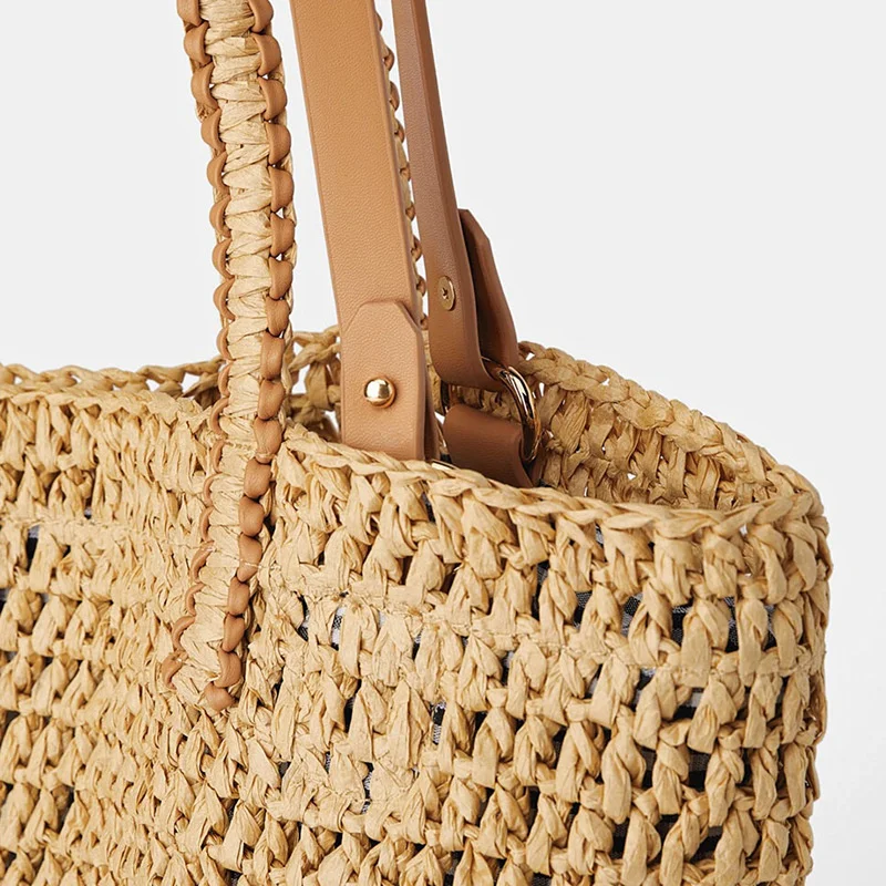 Woven Bag Women's Bag Summer Simple Big Bag Woven Bag Seaside Vacation Beach Bag Straw Woven Bag Crochet Shoulder Bag