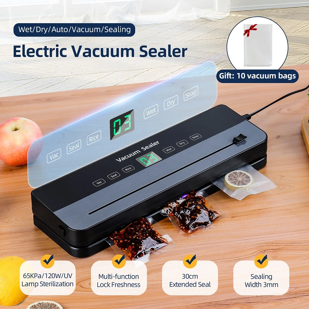 30CM Automatic Food Vacuum Packaging Machine For Food Storage Vacuum Sealer Machine UV Sterilization Built-in Cutter Knife