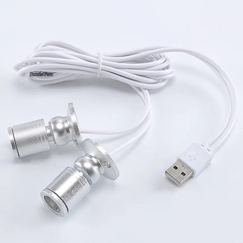 Led USB Spotlight 3W DC5V Jewelry Cabinet Showcase Counter Lamp Surface Mounted Ceiling Spot Light USB 5V Interface 2 in One 3