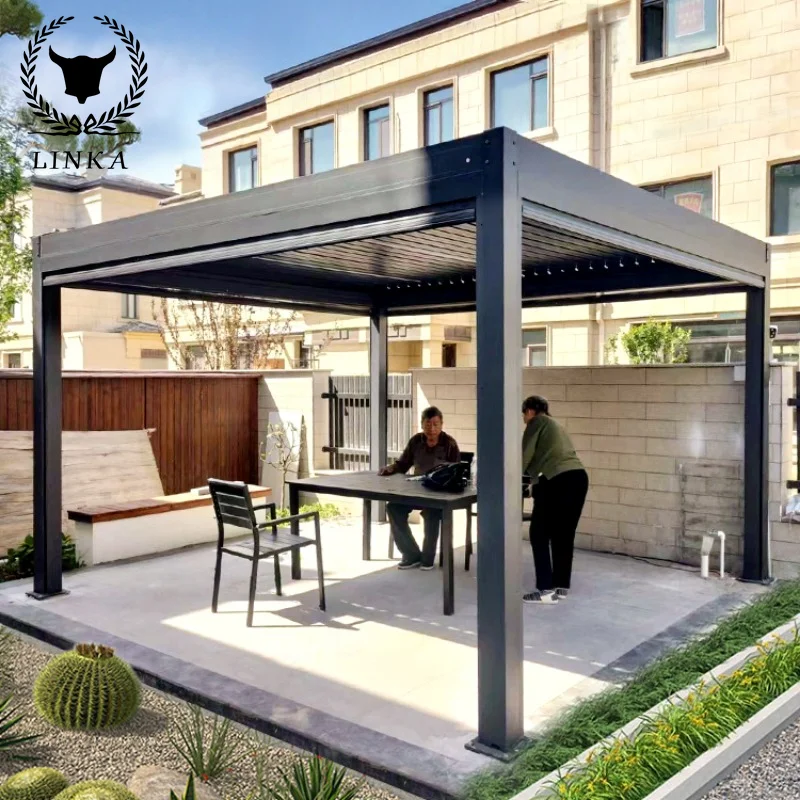 

Liangting Courtyard Aluminum Alloy Sunshade Electric Customizable Pavilion Garden Chinese Villa Outdoor Canopy