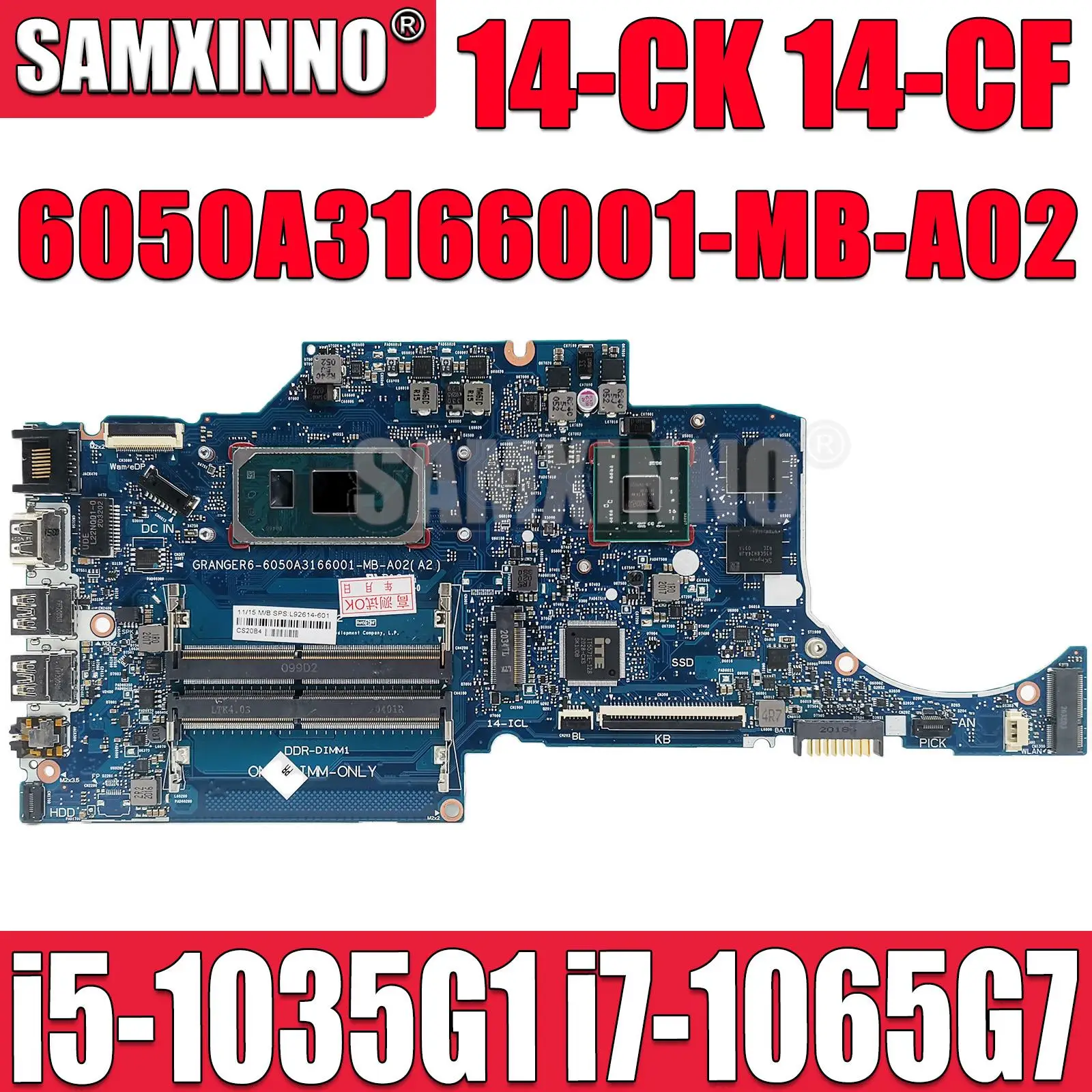 

Материнская плата SAMXINNO 6050A3166001-MB-A02 для ноутбука HP 14-CK 14-CF 240 G7 246 G7, материнская плата для ноутбука с зеркальным процессором i7-1065G 7