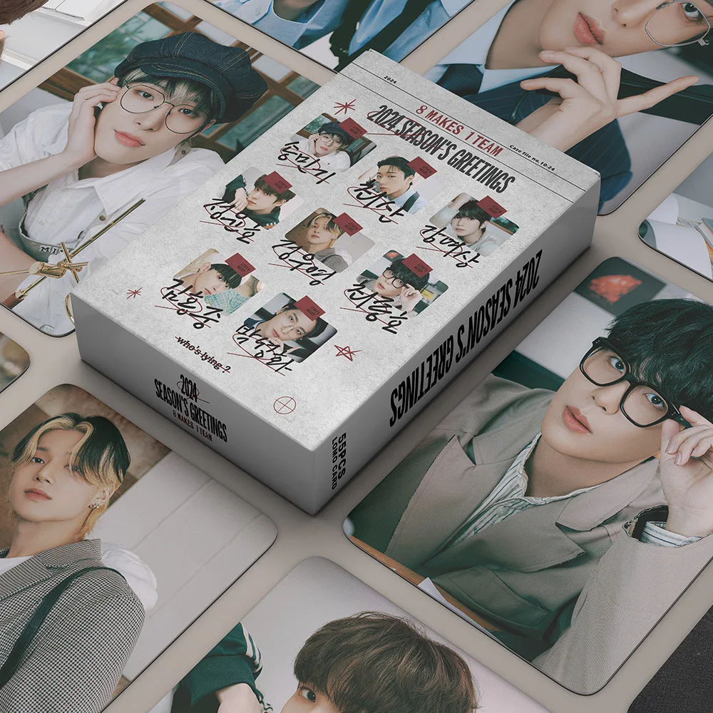 

55Pcs/Set Kpop ATEEZ 2024 Season's Greetings New Album Lomo Cards Photocards Postcard HD Printed Hongjoong Yunho Jongho Fan Gift