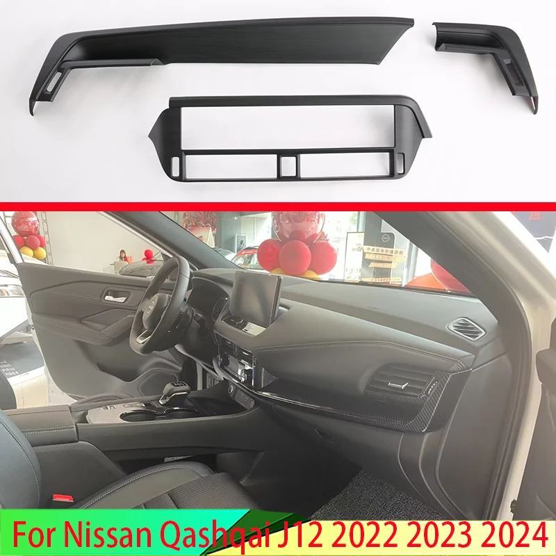 

For Nissan Qashqai J12 2022 2023 2024 Car Accessories Carbon fiber style Center Console Interior Instrument Panel Around Trim