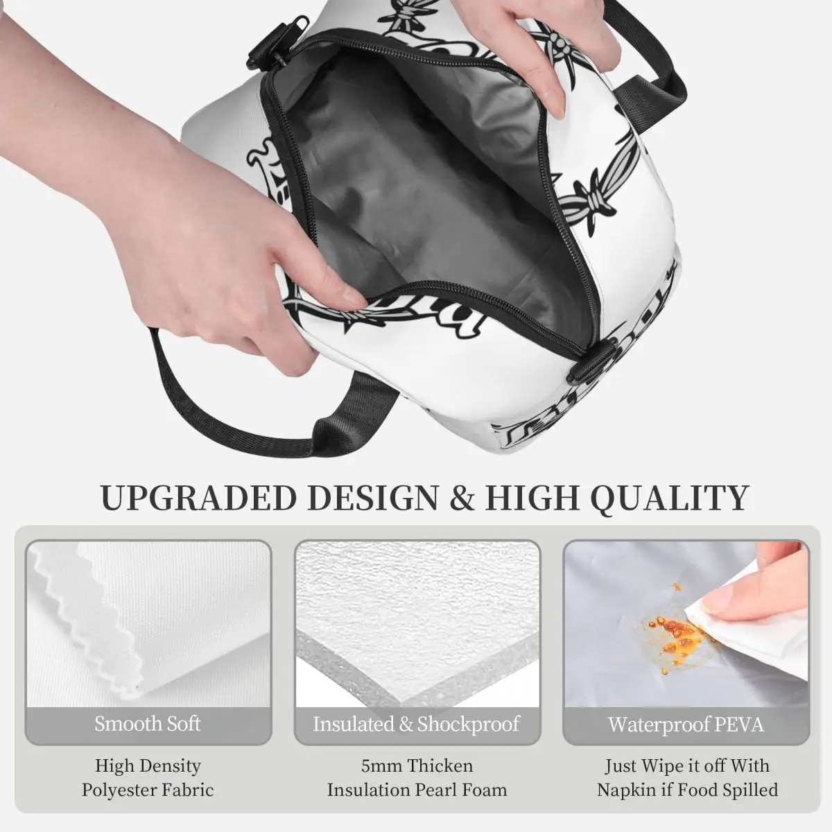 Karol G Bichota Heart Large Thermal Insulated Lunch Bag With Adjustable Shoulder Strap Rapper Reusable Food Bag Lunch Boxes