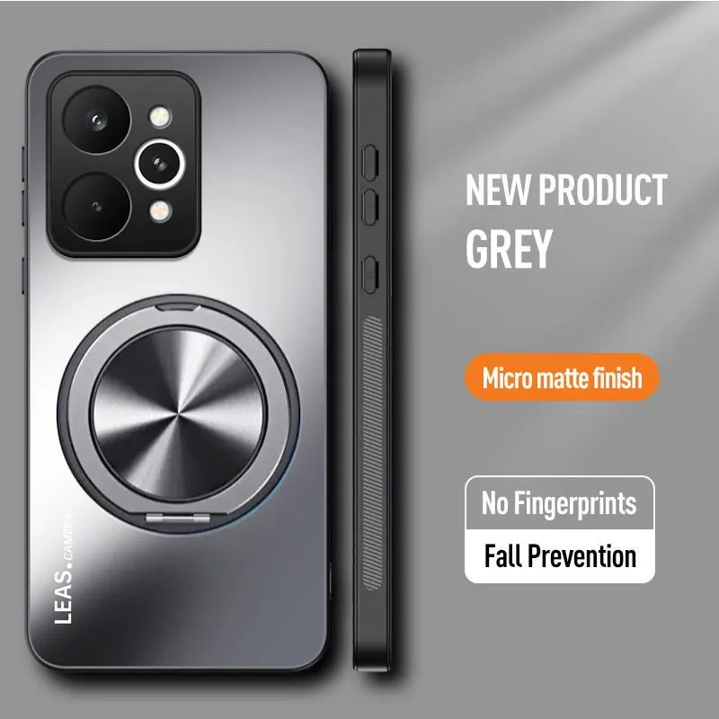 Magnetic Ring Stand Matte Hard Phone Case with Camera Protective Back Cover Bumper