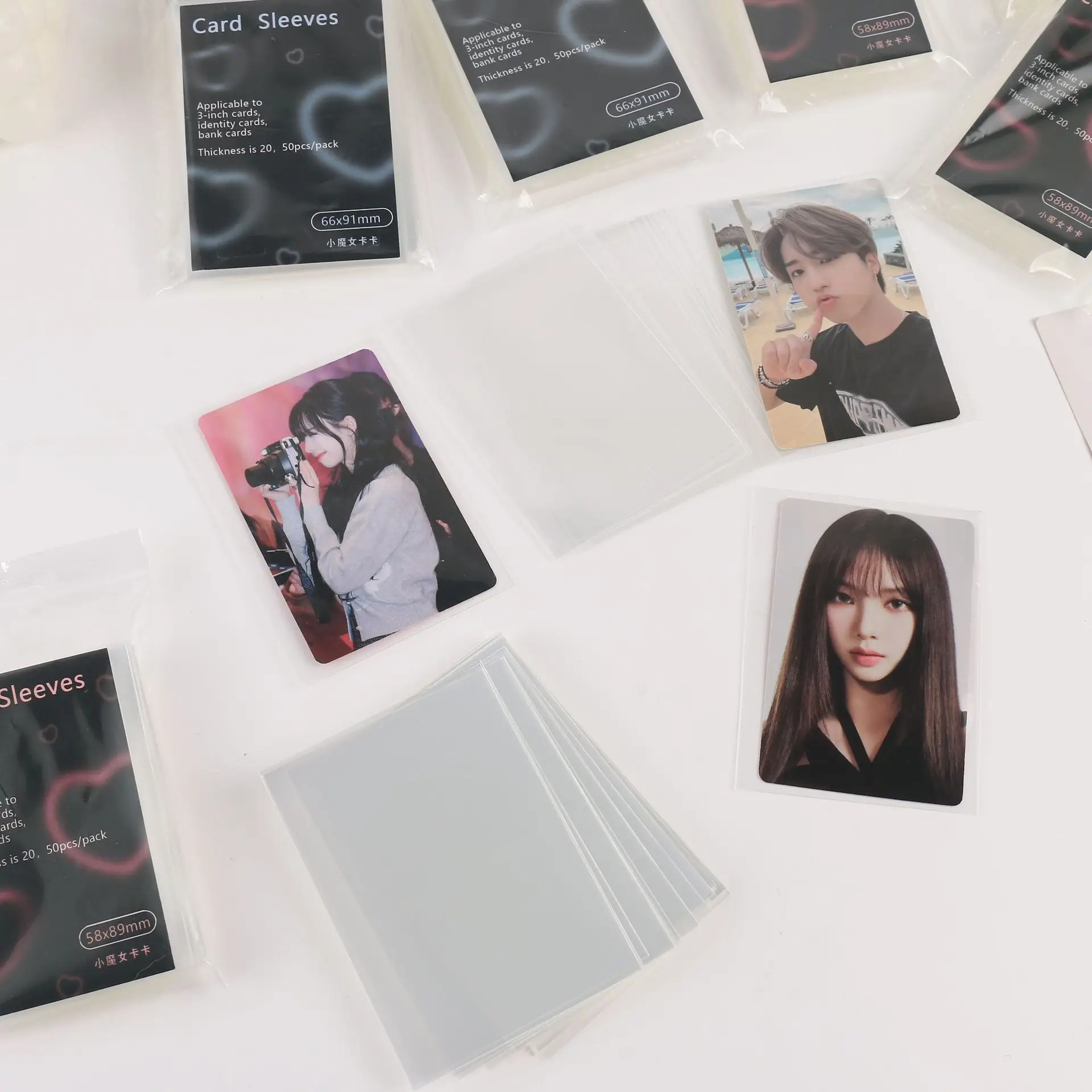 MINKYS 50pcs/pack 3 inch Ultra Clear Card Sleeves Photocard Idol Photo Cards Protective Sleeve Case Stationery 4