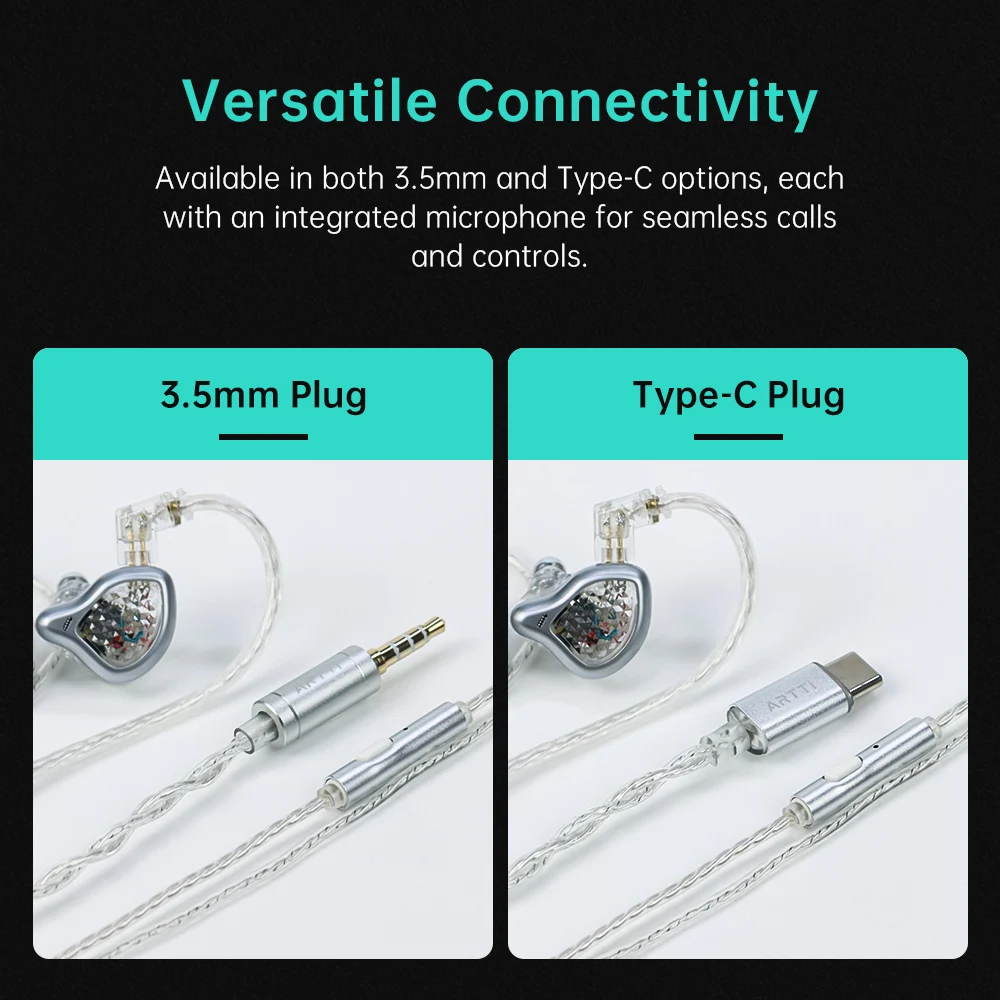 Wired Earphones In Ear Headphones In Ear Earphones Wired Headphones Wired Earplugs In Ear Monitor ARTTI R6 New In-Ear HiFi Wired IEMs 0.78mm 2pin & 3.5MM/Type-c Mic Connector
