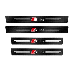 Premium PU Leather Car Door Sill Scuff Plate Protector Set - 4 Piece Decorative Accessories (Sline)