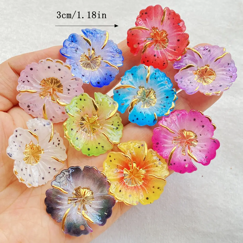 10PCS 스크랩북, 웨딩 장식 및 DIY 쥬얼리 액세서리 만들기에 대 한 구멍이있는 혼합 된 아크릴 컬러 꽃