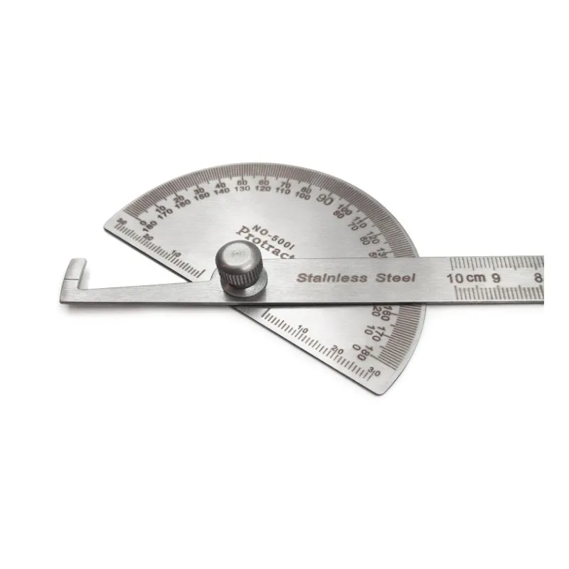 스테인레스 스틸 각도기, 0-180도, 10cm 목공 눈금자, 각도 측정 도구