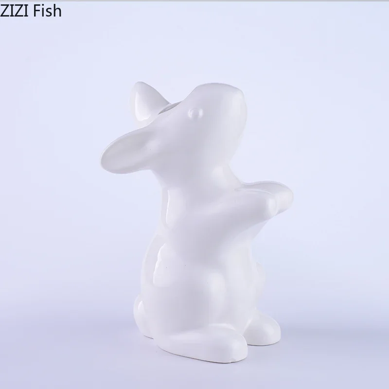 Nordic Creative ceramics vase rabbit lovely Flower arrangement Simulated animal Modern home Decorative ornaments Children's room 6