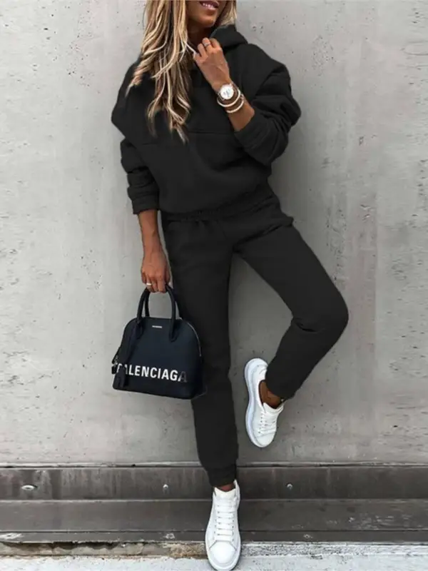 Women Two Piece Set Tracksuit Solid Color Suit 2025 Autumn Trouser Suits Female Sweatshirt Sports Hoodie Sportswear Pants Sets - Image 3