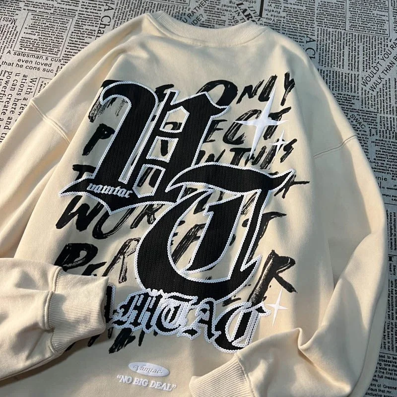 

Hip Hop Brand Letter Graffiti Y2K Print Sweatshirt O-neck Loose Casual Pullover Streetwear Grunge Clothes Oversized Winter Tops
