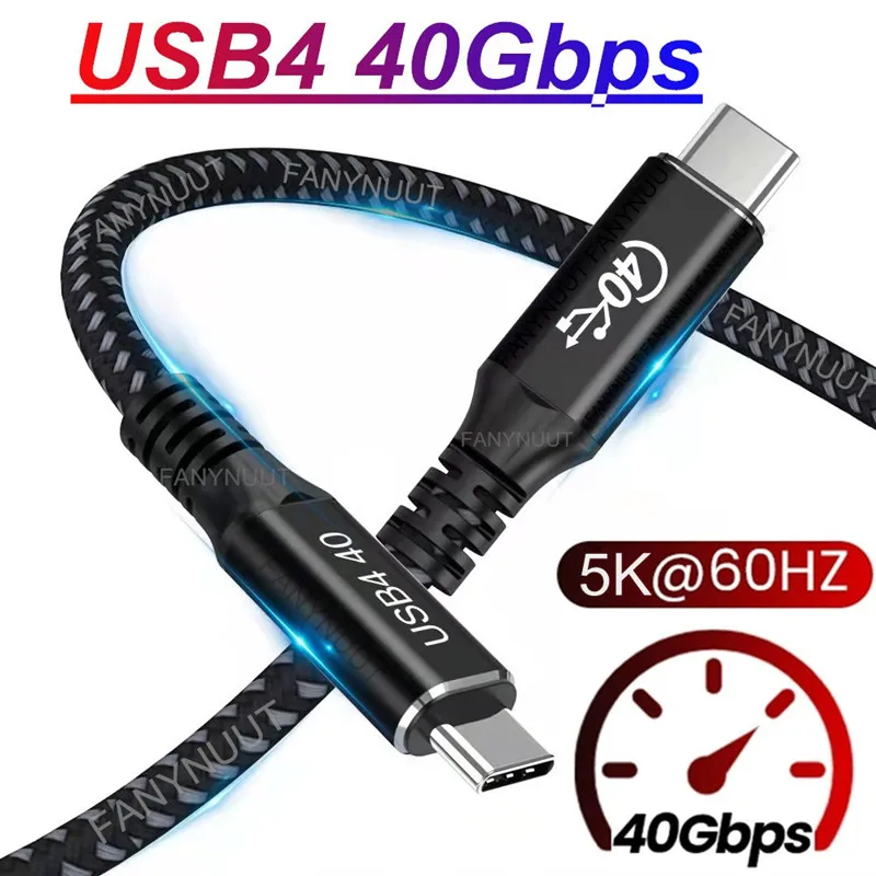 Кабель USB 4 Thunderbolt 3 совместимый с кабель 5K @ 60 Гц для передачи данных 100 Вт 5A Быстрая