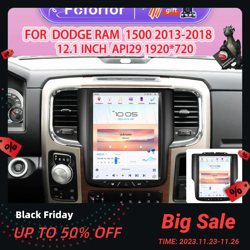 

Android 11 Tesla Style Car Radio Stereo For Dodge RAM 1500 2013-2019 Qualcomm GPS Navi Multimedia Player Wireless Carplay
