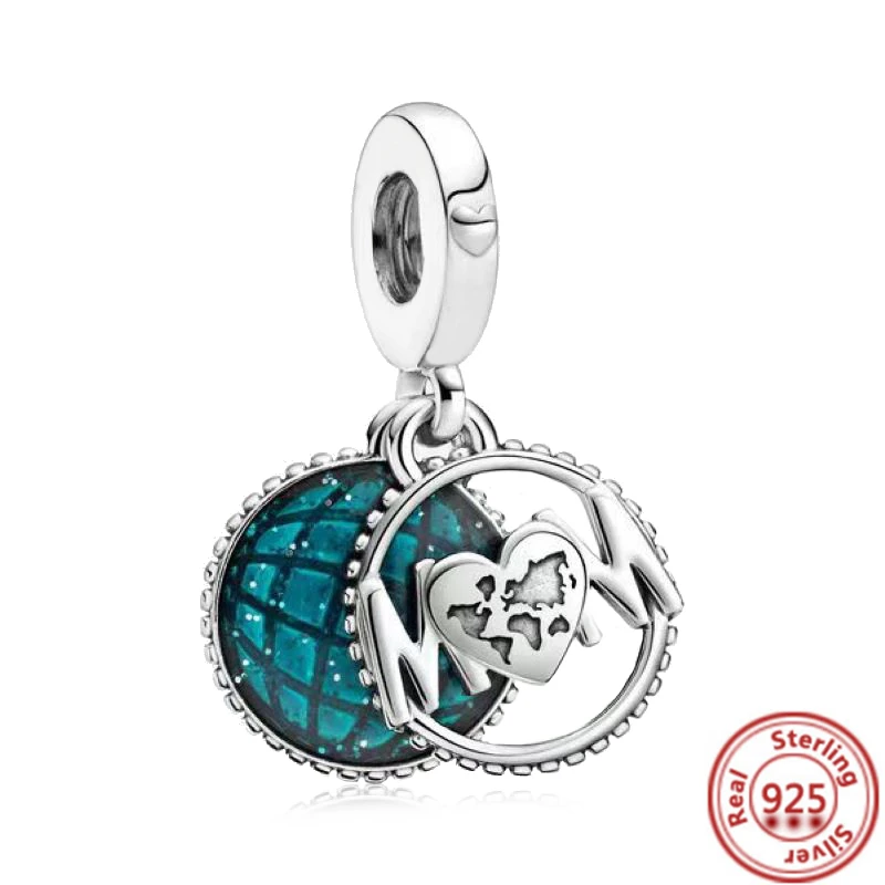 100% 925 Sterling Silver Forever Family Love Mom DIY Beads Fit Original Pantaro Charms Bracelet Mother's Day Gifts Women Jewelry 6