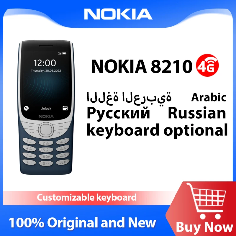 Nuovo E Originale Nokia 8210 4G Feature Phone Display Da 2.8 Pollici Bluetooth 5.0 1450Mah Dual Sim Fm Torch Rugged Push-Button Phone