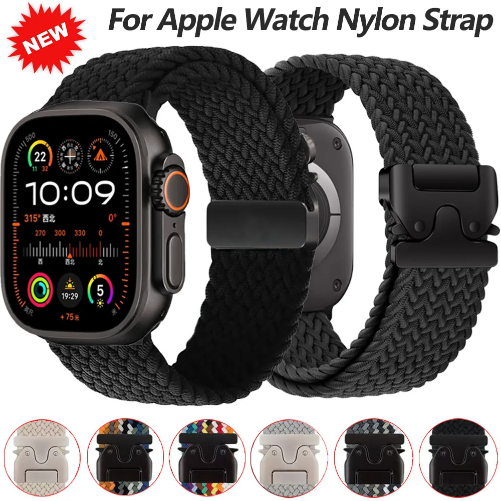 Nylonarmband für Apple Watch, 46 mm, 45 mm, 44 mm, 49 mm, 42 mm, 41 mm, Fallschirmarmband, iWatch Series Ultra 4, 3, 2/12, 11, 10, 9, 8, SE, Armband.