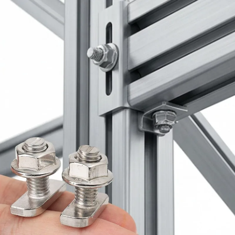 Stainless Steel T-Shape Sliding Bolt with Hex Flange Nuts