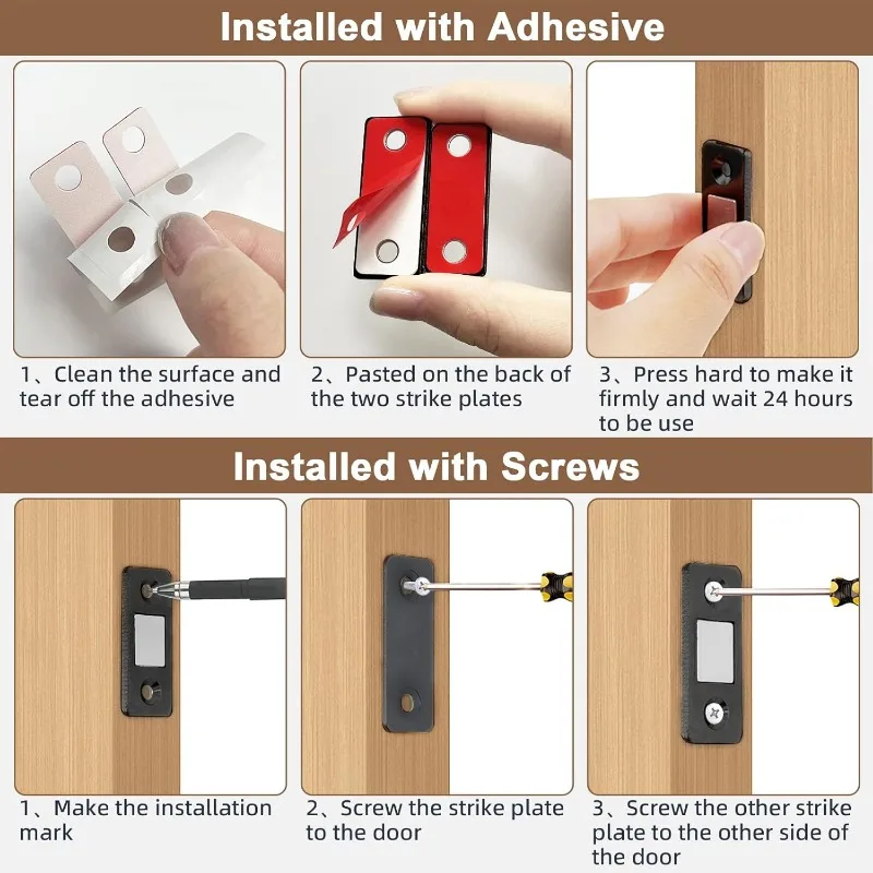 Magnetic Cabinet Catches Strong Door Stop Magnets Invisible Adhesive Drawer Magnet Catch Hidden Door Closer for Cupboard Drawer