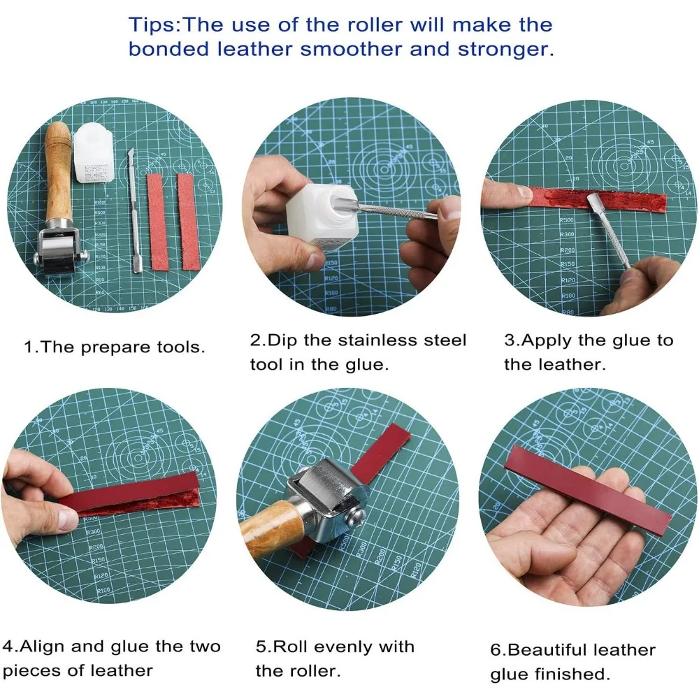 Leather Crafting Kit with Tools, Stamping, Waxed Thread Groover, Awl, and Stitching Supplies for Professional Leatherworking